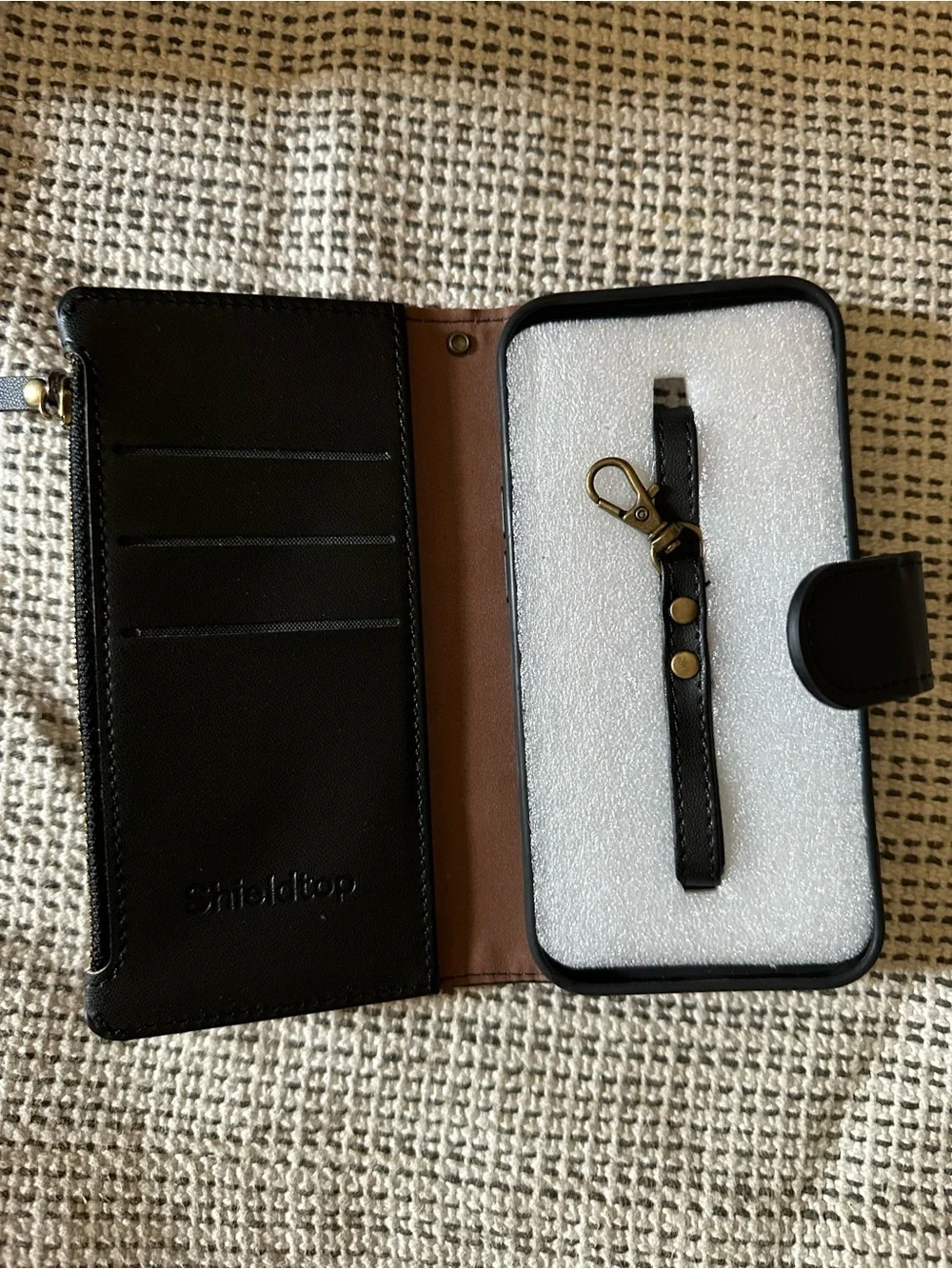 Black Zipper Wallet Phone Case with Card Slots
